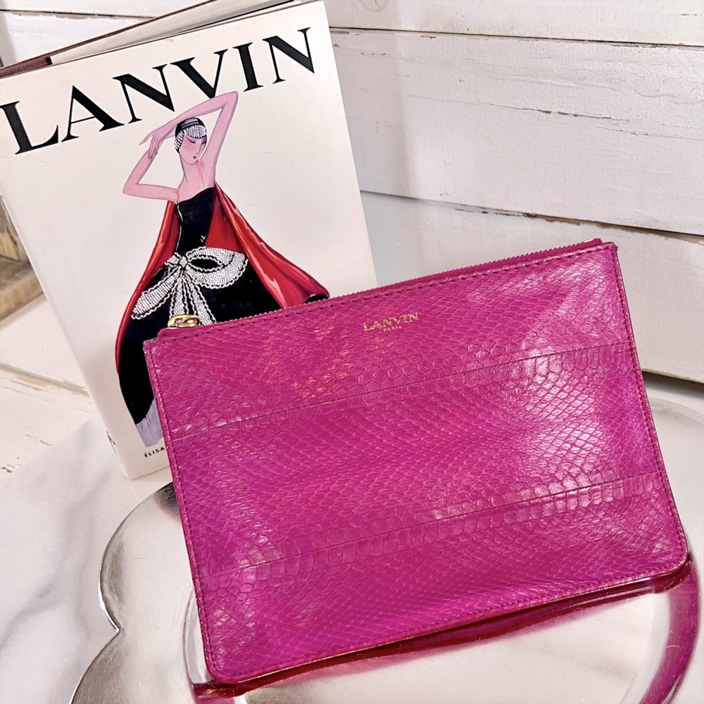 |SOLD| Lanvin Snake Printed Calfskin Leather Pouch - Picture 1 of 9